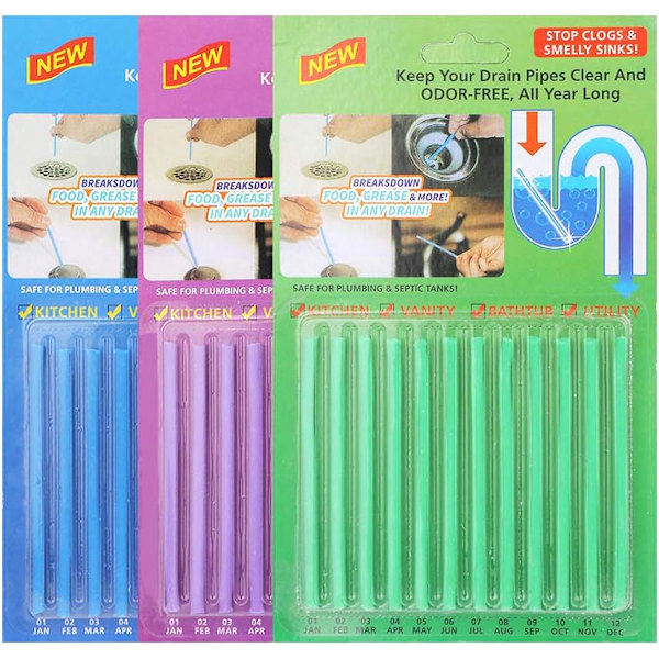 36 stk avløpsrensesticks Sani Sticks rengjøringsstick enzymrens avløpsrør rengjøring avløpsrens avløpsrens