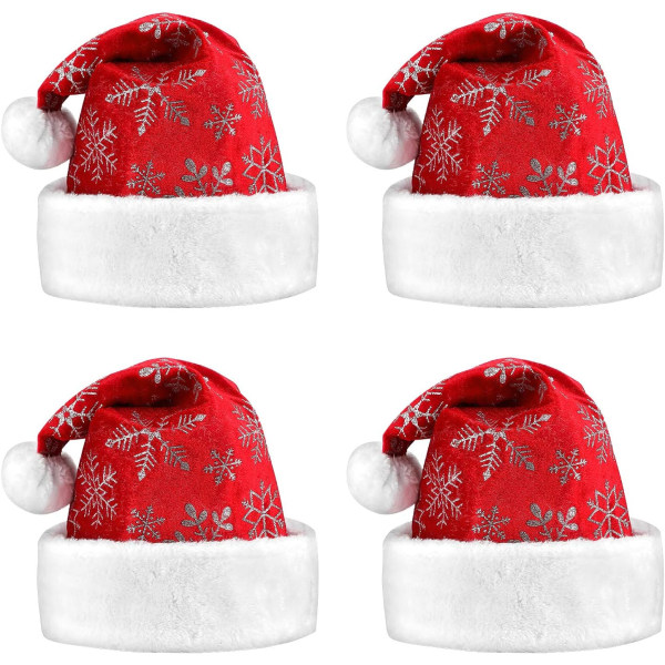 4 kpl joulupukin hattu, unisex Velvet Comfort -jouluhatut