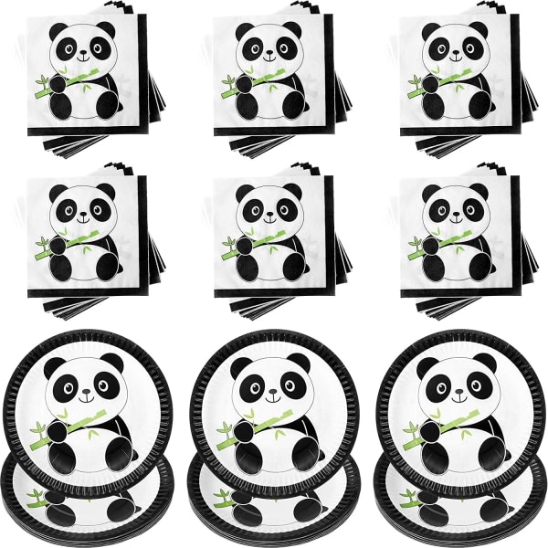 30 Panda papirkagetallerkener og 40 Panda Baby