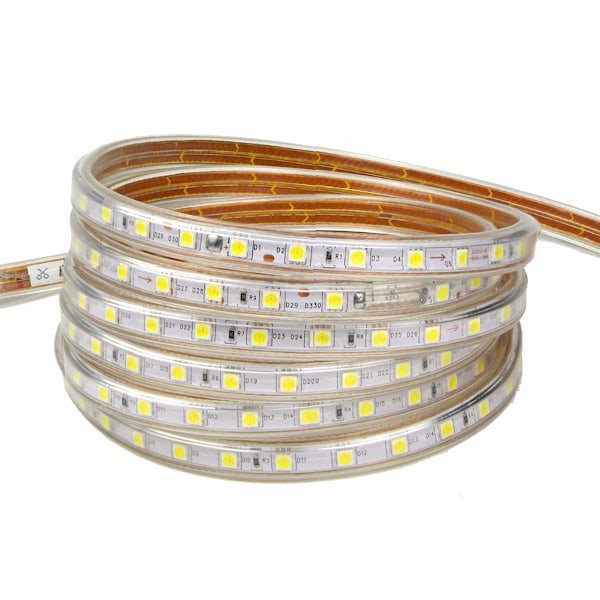 LED-strip, Vattentät LED-strip, Stark LED-strip 220v, 5050 IP65 Vattentät LED-strip, Varmvit (4m)