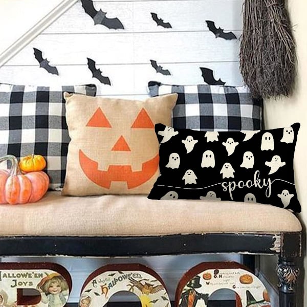 2-pack Halloween tyynyliina 30x50cm aave Halloween vyötärö tyynyliina koriste ulkona Halloween tyyny koriste