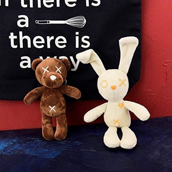 Eläinpehmoavaimenperä, söpö kanin täytetty lelu ja mielenkiintoinen reppunukkeriipus lapsille tai ystäville (OX Rabbit 2-Pack)