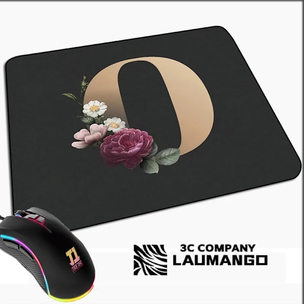 Lille Spillemusmåtte Gylden Initial Navn Mønster Kawaii Musmåtte Gamer Mini Computer Anime Måtte Gummimåtte Pc Tilbehør Måtter GG002043 GG002043 20x25cm