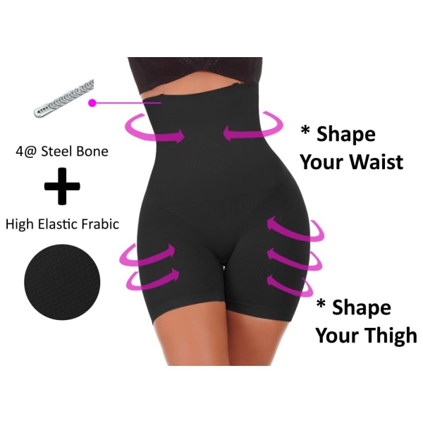 Naisten korkeavyötäröiset vatsan hallinta Body Shaper Butt Lifter Boyshorts Ohjaushousut Laihdutushousut, XS/S