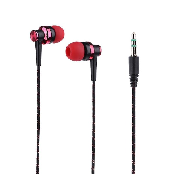 Stilige flettede hodetelefoner for stereomusikk for in-ear-hodetelefoner uten mikrofonhodetelefoner Rød