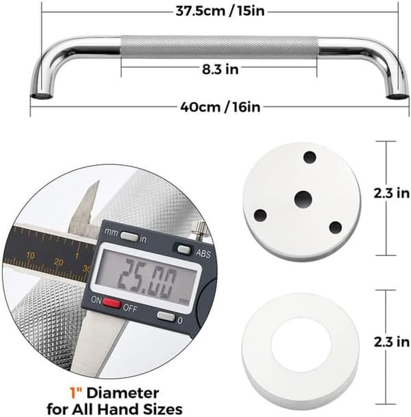 Gripehåndtak til dusj 40 cm 2-pakning sklisikkert for eldre rustfritt stål