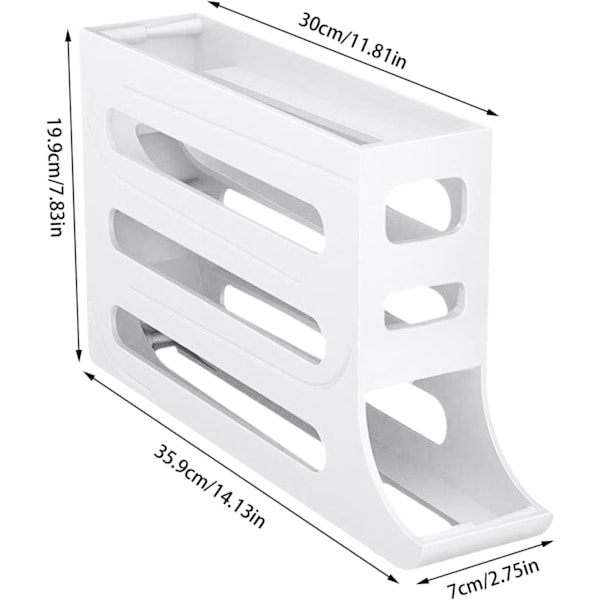 30-Egg Kjøleskapslagring - Automatisk Rullende Egglagring for Kjøleskap White
