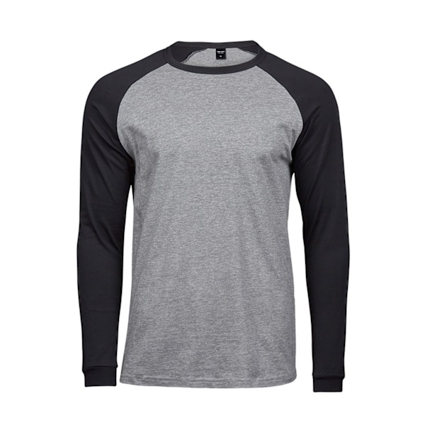 Tee Jays Herre Langærmet Baseball T-shirt XL Heather Grey/Black Heather Grey/Black XL Heather Grey/Black