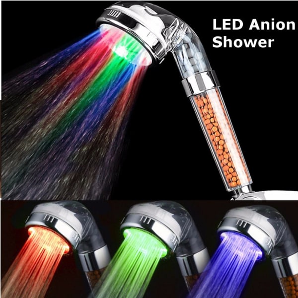 Fargerikt fargeskiftende LED-dusjhode (220 x 60 mm), LED-dusj