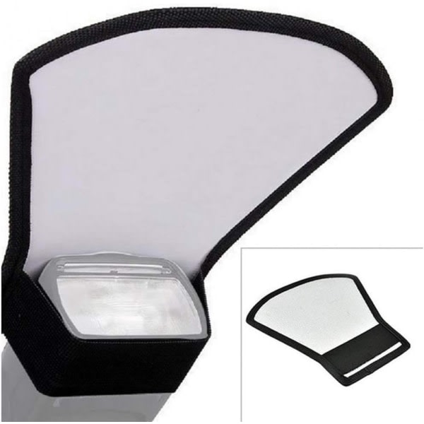 1 bitars blixtspridare Reflektor Premium dubbelsidig Silver/Vit Böj Bounce Flash Reflector Kit med elastisk rem