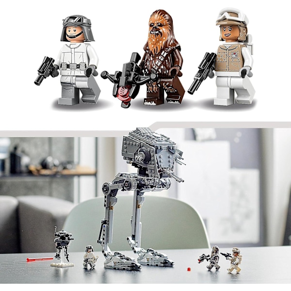 Tähtien sota Hoth AT-ST -kulkija LEGO-setti lapsille Chewbaccan minifiguurin ja droidin kanssa, Imperiumin vastaisku -malli