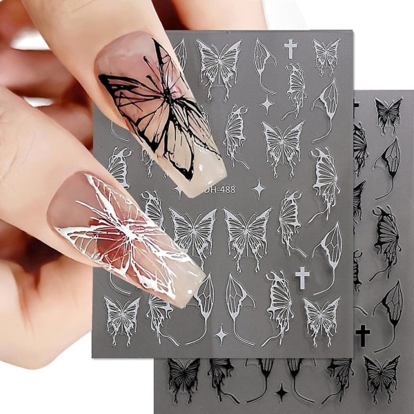 6 ark 3d Butterfly Nail Stickers För Nail Art 3D Nail Decals Självhäftande Nail Art Supplies för Nail Designer Women