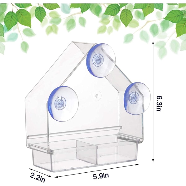 Fuglemater for vinduer utendørs med 3 kraftige sugekopper,Ac