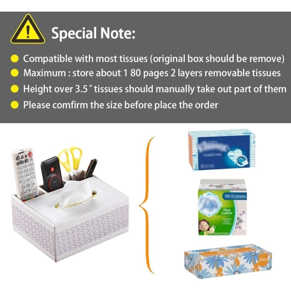 Tissue Box Cover rektangulært skinn ansikts Tissue Box Holder