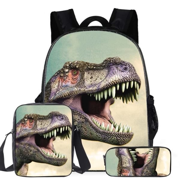 Cool dinosaur børn rygsæk sæt med skoletaske 16 tommer (3#)