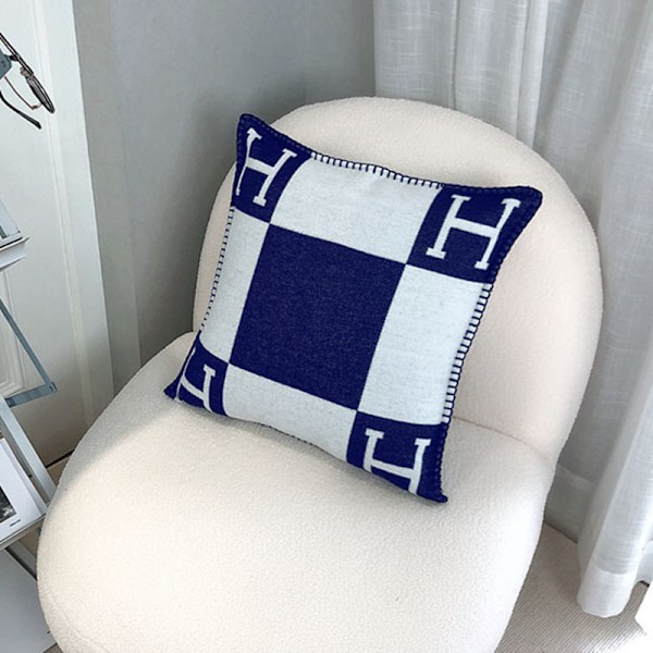 45x45cm H-bokstav Ull Kasmirs Putetrekk Loftbed Sofa Fly Navy Blue