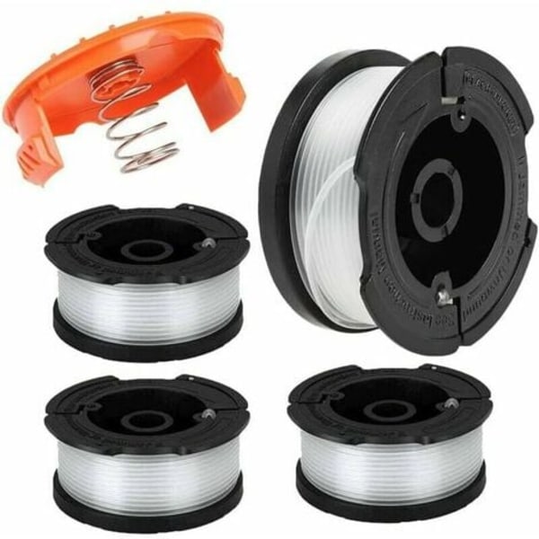 Nylon spole Reservdel för Black and Decker A6481 A6485 AF-100 trimmer (linlängd 9,1 m diameter ⌀ 1,65 mm) (Black & Decker AF-100, 4 stycken)