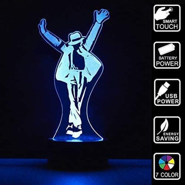 Michael Jackson Action Figur 3D-lampor Optical Illusions 7 Färg