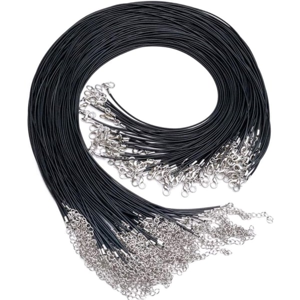120 st svart vaxad halsbandssnöre med hummerlås Bulk for armbandstillverkning Halsband Smycketillbehör (20 tum lång och 1,5 mm bredd)