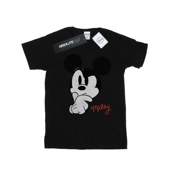 Disney Girls Mickey Mouse Distressed Ponder bomuld T-shirt 7-8 Sort 7-8 år