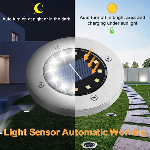 Hvidt lys sæt med 12 udendørs solcellelamper, 12 LED, 800mAh, med-FF-