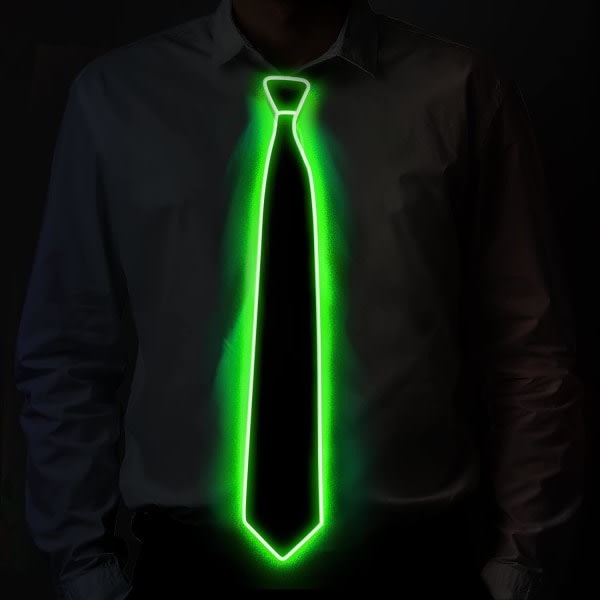 Light Up Slips, LED Light Up Slips för män med power , Justerbara Light Up Slipsar, Party, Bar, Skolkostymtillbehör. (grön)