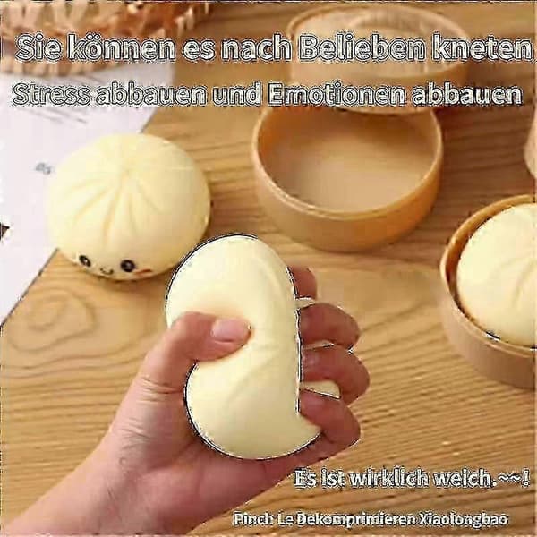 Dumpling Squishy Mystery, 4 tommer Jumbo Dumpling Stressball Myk Klem Dekompresjonsdeig for Voksne Ny E