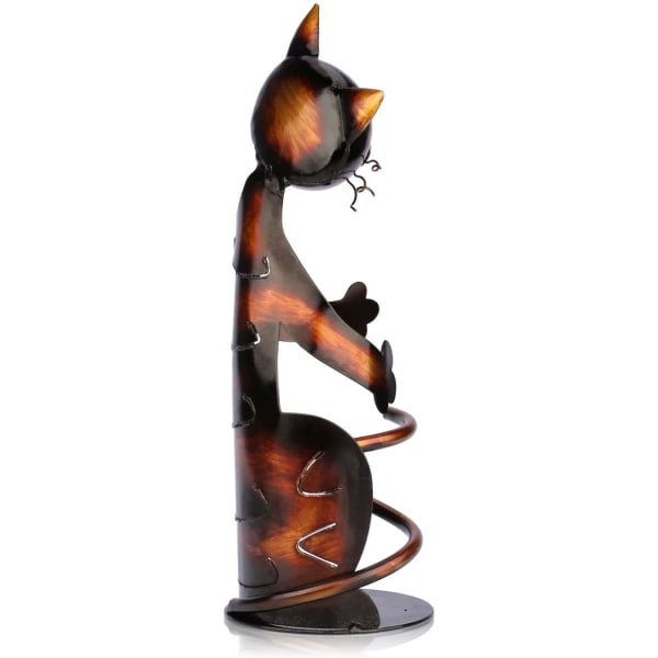 Cat Vinflaskeholder Drikkeflaskeholder Metallskulptur