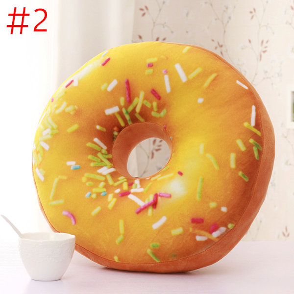 Sødt Donuts Pude Chokolade Donuts Plys Macaron Madpude Fin Bundpude Nappude Donut Coussin #7