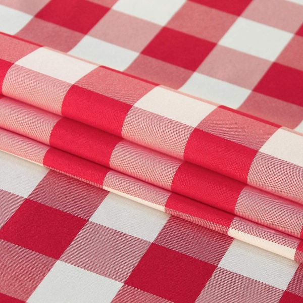Röd och vit rutig duk rektangel - fläckbeständig