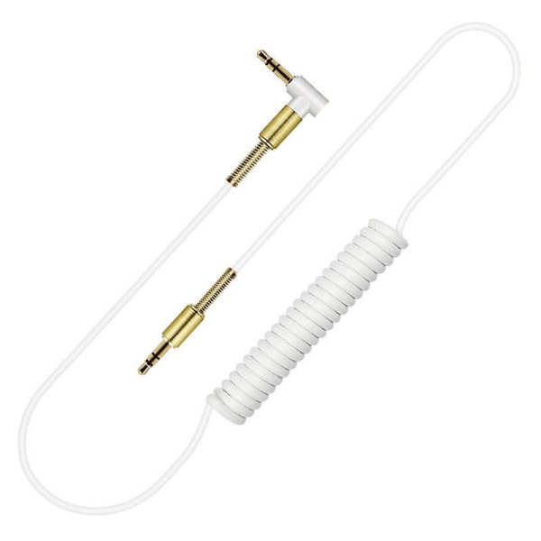 3,5 mm hane Aux rak fjäderkabel Ljudadaptersladd för bilhögtalartelefon White Spring Cable