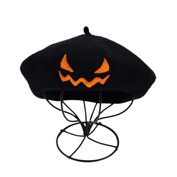 Halloween Pumpa Beret Vintage Konstnärshatt Kawaii Söt Dammössa Varm Filt Målare Höst Vinterhatt