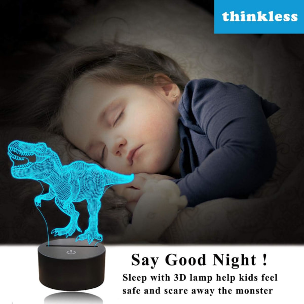 Dinosauriegåvor, T-Rex 3D nattljus 16 färger förändras natt