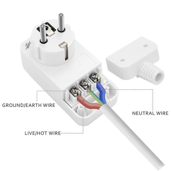 Residual Current Device Personal Protection Plug Replacement Plug 10mA Residual Current Circuit Breaker 16Amp EU Plug-FF- White