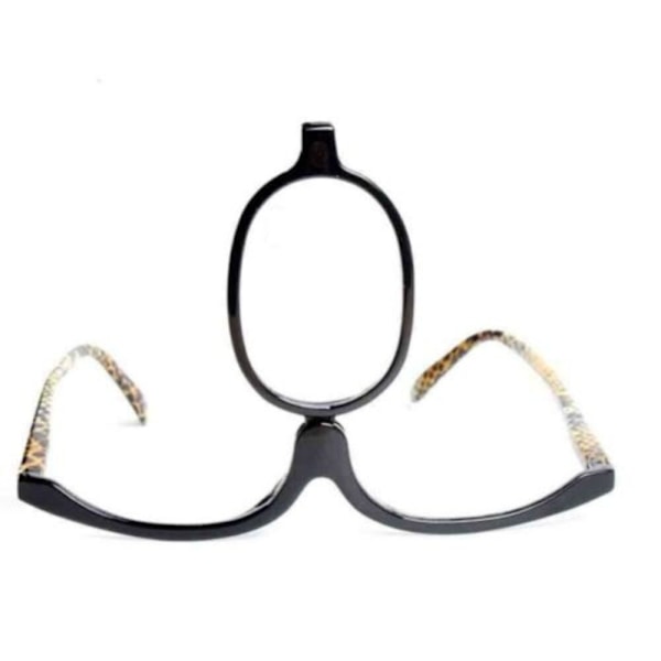 Forstørrelsesbriller Makeup-briller Flip Down-linser Sort stel +1,5--FF- Strength 4.00