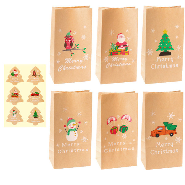 6 papier kraftväska cadeau Noël joyeux Noël sac en papier