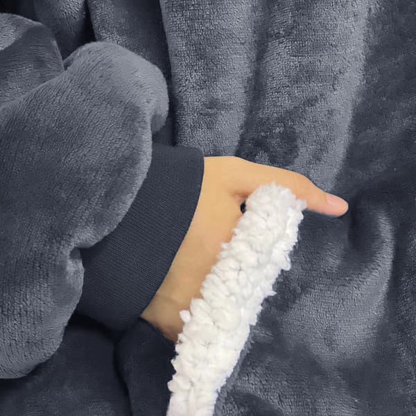 Oversized hettegenserteppe, bærbart hettegenserteppe-FF- grey