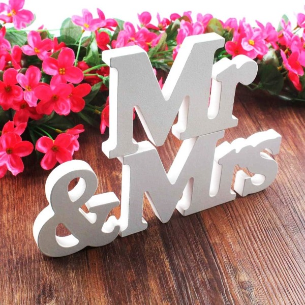 Mr & Mrs Wood Lettres minuscules Letters Sign Top Bord