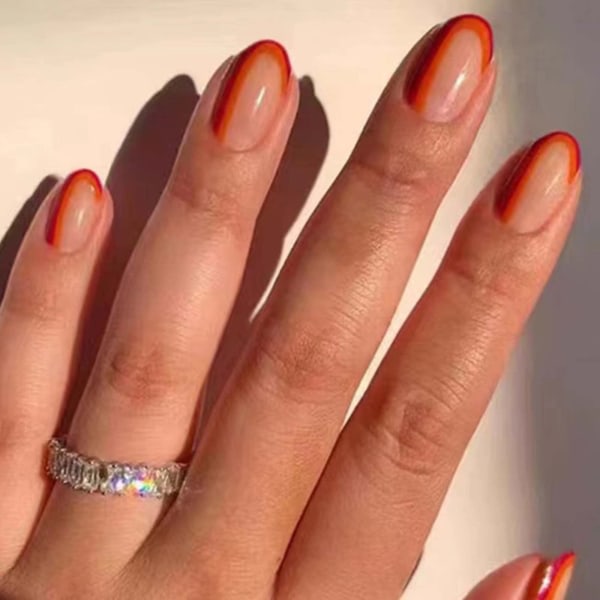 Korta falska naglar Fransk akryl cover för kvinnor och flickor 24st