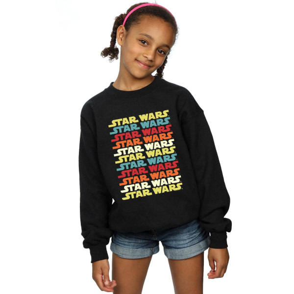 Star Wars Girls Retro Repeat Logo T-shirt 12-13 år Sort 12-13 år