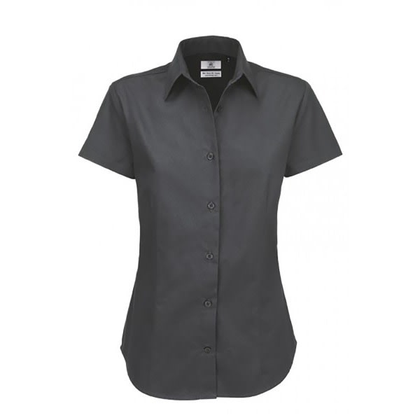 B&C Sharp Twill kortermet skjorte dame/dame S Black S