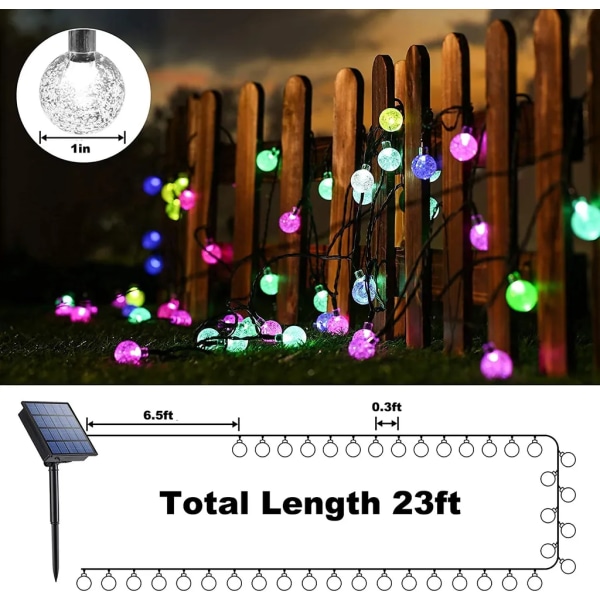 Solar String Lights, 50 LED Crystal Ball String Lights Vandtæt