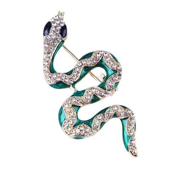 Grön ormbroschnål för kvinnor med smycken med rhinest