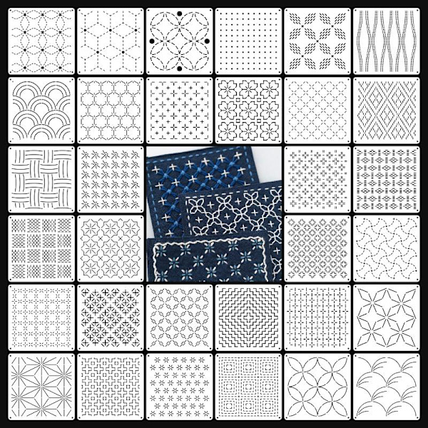 9/32 stk Sashiko broderiskabelon DIY Geometrisk patchwork Ste-FF- 9Pcs
