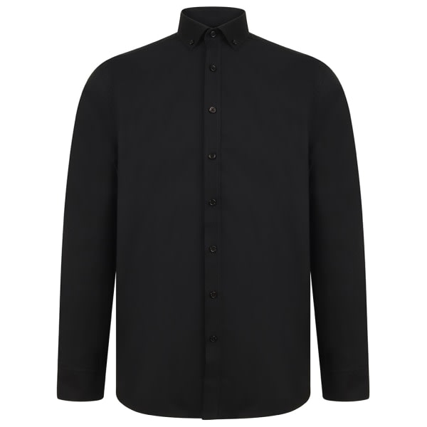Henbury Modern Langermet Oxford skjorte for menn XL Svart XL