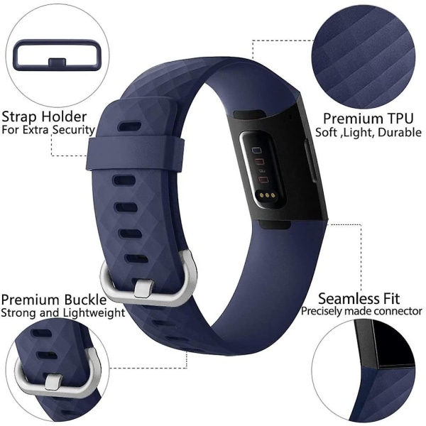 Vattentätt watch Fitness Sportband Käsivarsinauha yhteensopiva Fitbit Charge 4 / Fitbit Charge 3 Se- Multi Midnight Blue Midnight Blue Large