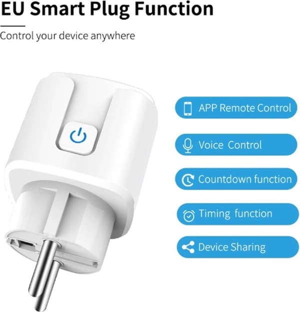 Smartplugg 16A med timer energibesparande kompatibel med Alexa Google Home 1-pack 1PC
