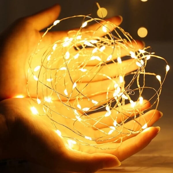 6-Paketti 1m Mini LED-valosarja Paristoilla Lämmin Valkoinen