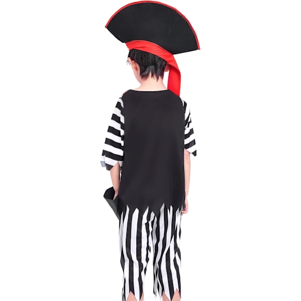 Piratkostume til børn, udklædningstøj, festtøj, til drenge og piger Sort-hvid Svart-vitt 4-6 Jahre