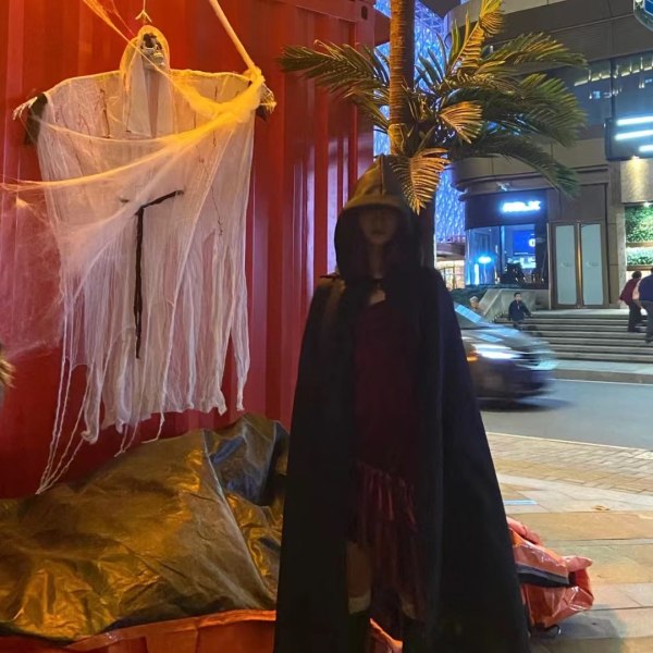 Halloween-kappe til voksne, satin kappe til børn, stående hætte
